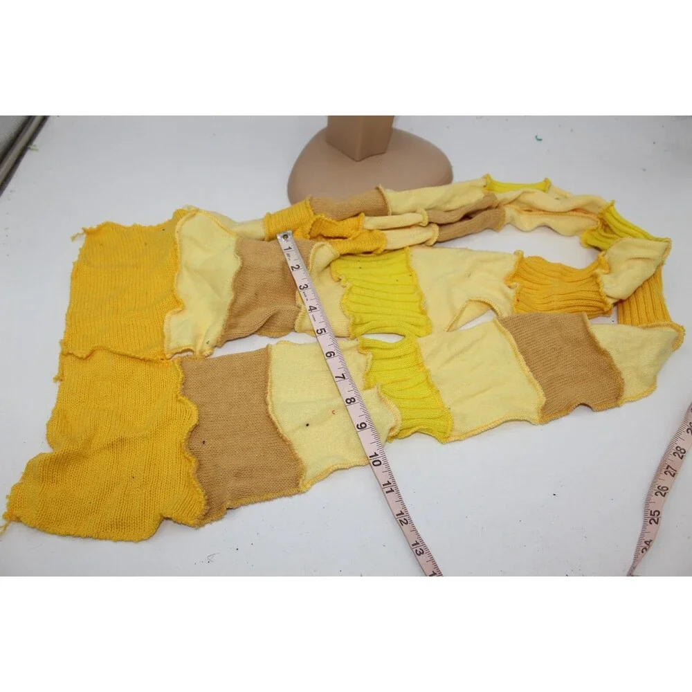 Scarf Upcycled Yellow Bright Fun Sweaters Winter Wedding Aprx 9' Long Handmade